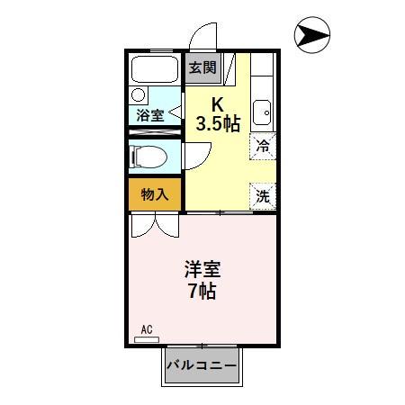 ルミエール関谷(1K/1階)の間取り写真