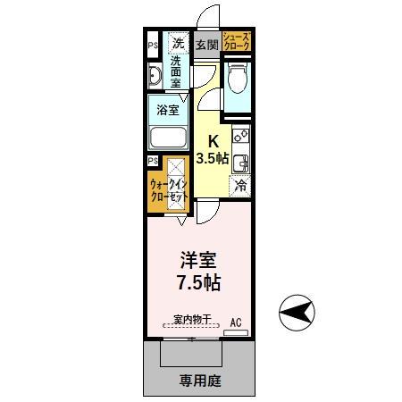 SCHLOSSE FUJI Ⅷ(1K/1階)の間取り写真