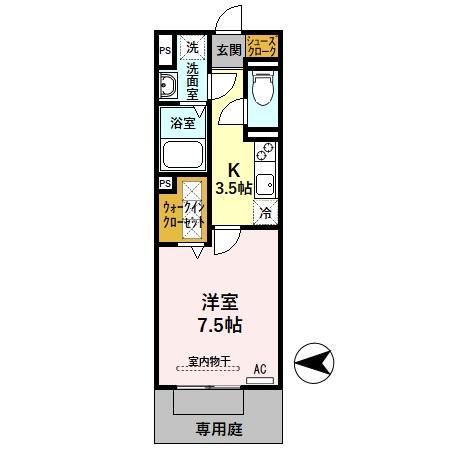 SCHLOSSE FUJI Ⅷ(1K/1階)の間取り写真