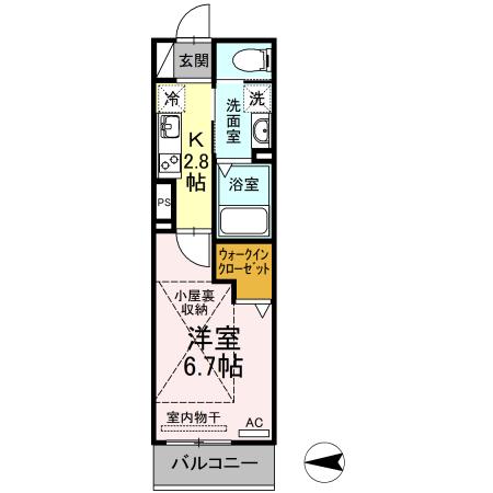 SCHLOSSE FUJI Ⅷ(1K/2階)の間取り写真