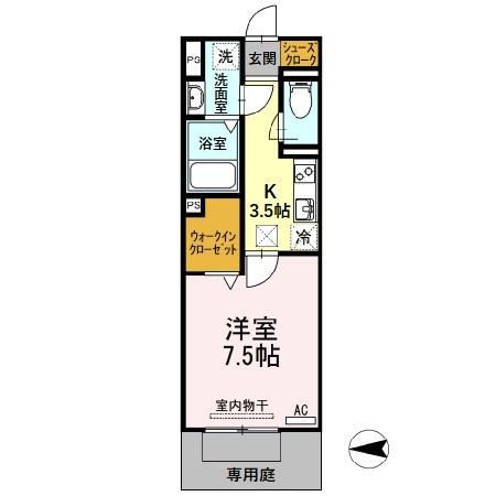 SCHLOSSE FUJI Ⅷ(1K/1階)の間取り写真