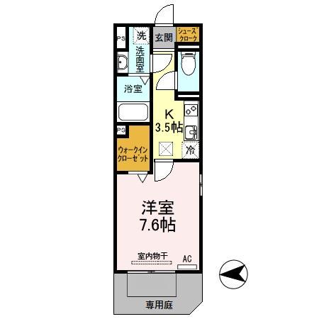 SCHLOSSE FUJI Ⅷ(1K/1階)の間取り写真