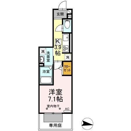 ラニアケア(1K/1階)の間取り写真