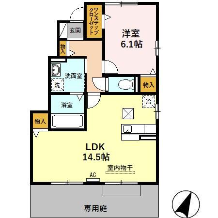 BEEHOUSE(1LDK/1階)の間取り写真