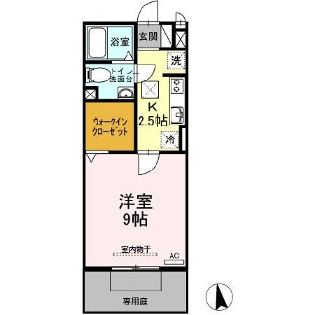 ボナール11(1K/1階)の間取り写真