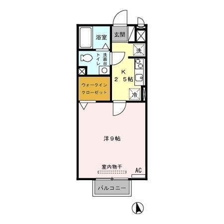 ボナール11(1K/2階)の間取り写真