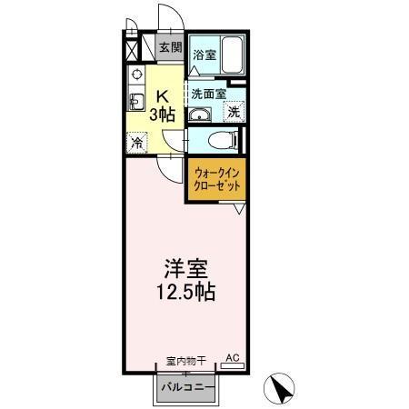 モナリエ北一色B(1K/2階)の間取り写真