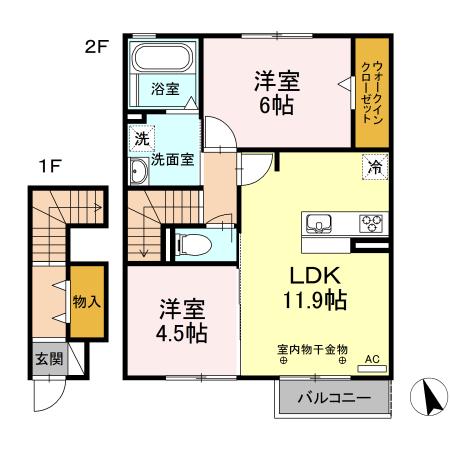 D-ROOM 町屋(2LDK/2階)の間取り写真