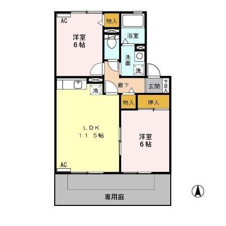 グランシャリオ(2LDK/1階)の間取り写真