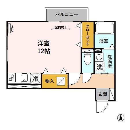 レセンテ花水木 A棟(ワンルーム/1階)の間取り写真