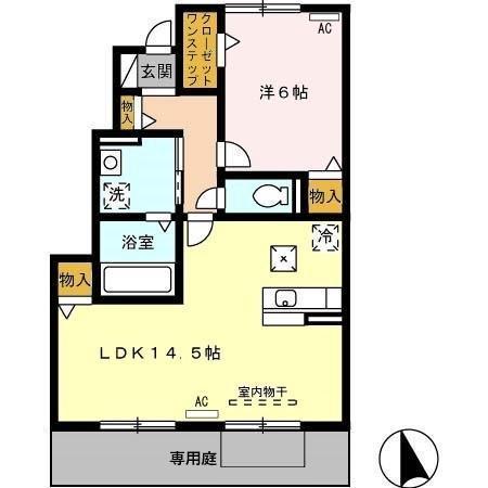 セジュール三松 B(1LDK/1階)の間取り写真