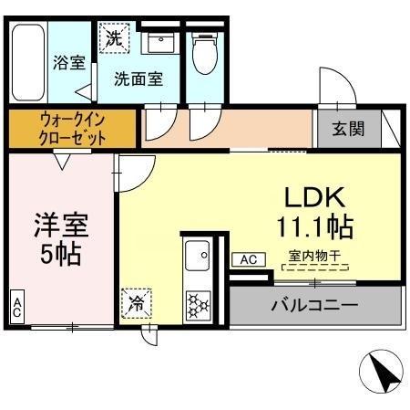 CHRYSANTHEMUM岐南(1LDK/2階)の間取り写真