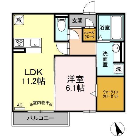 ラヴィベール Ⅰ(1LDK/2階)の間取り写真