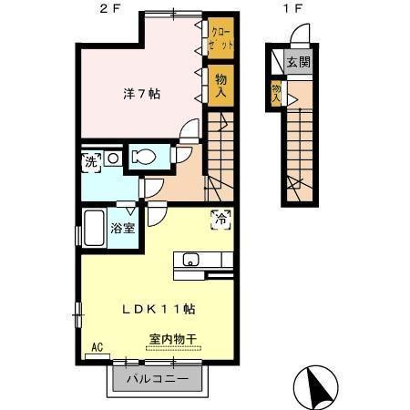 DGRANCE南塚(1LDK/2階)の間取り写真