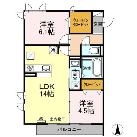 HILLS NODA(2LDK/1階)の間取り写真