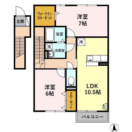 サンライズ(2LDK/2階)の間取り写真