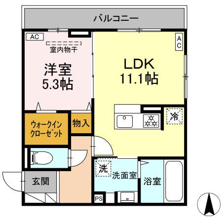 D-ROOM林町7丁目(1LDK/2階)の間取り写真