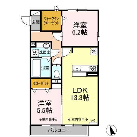 PARK EUPHORIA(2LDK/3階)の間取り写真