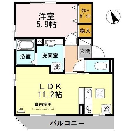 マルモカオンB棟(1LDK/1階)の間取り写真