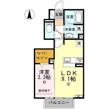 ルガールマルト B棟(1LDK/1階)の間取り写真