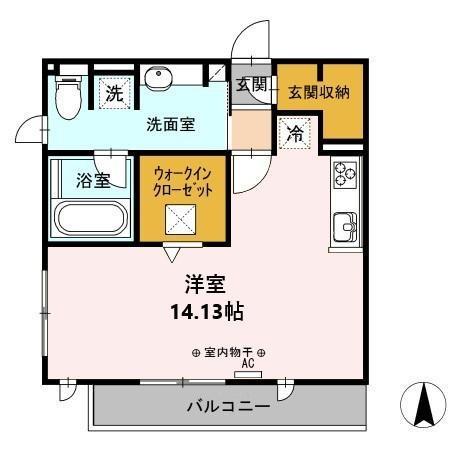 フェリーチェ(ワンルーム/1階)の間取り写真