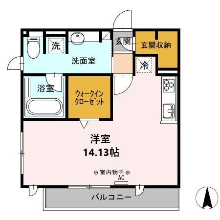 フェリーチェ(ワンルーム/2階)の間取り写真