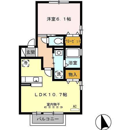 アムール江添(1LDK/2階)の間取り写真