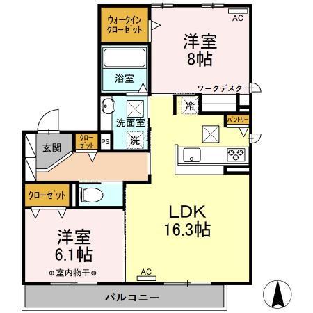 ロアールANDO.ES(2LDK/1階)の間取り写真