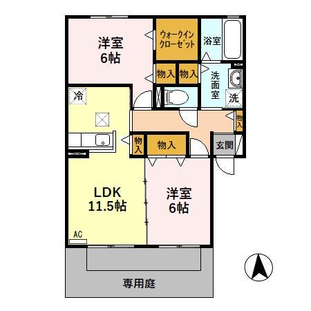 サンシャイン(2LDK/1階)の間取り写真