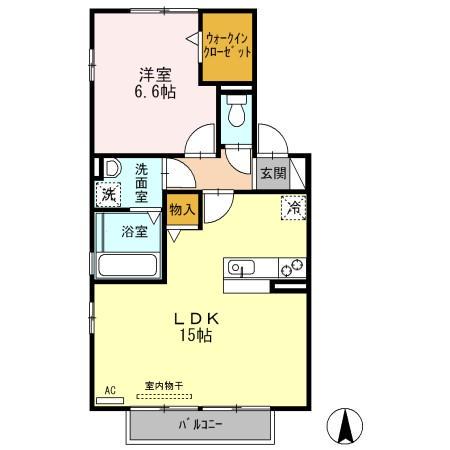 グリーンテラスB(1LDK/2階)の間取り写真