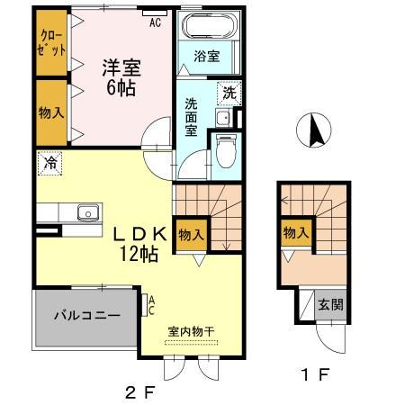 カルペスターレ(1LDK/2階)の間取り写真