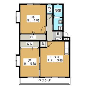 ミノワージュ A棟(2LDK/2階)の間取り写真