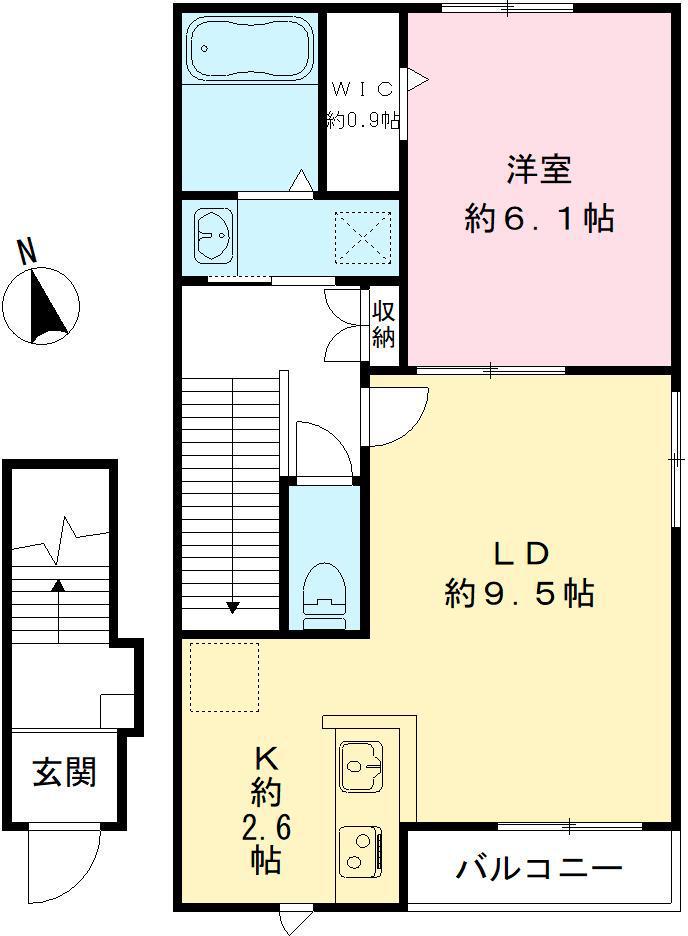 YOUR MAISON茜部中島(1LDK/2階)の間取り写真