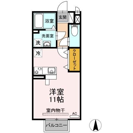 グレイスガーデンB(ワンルーム/2階)の間取り写真