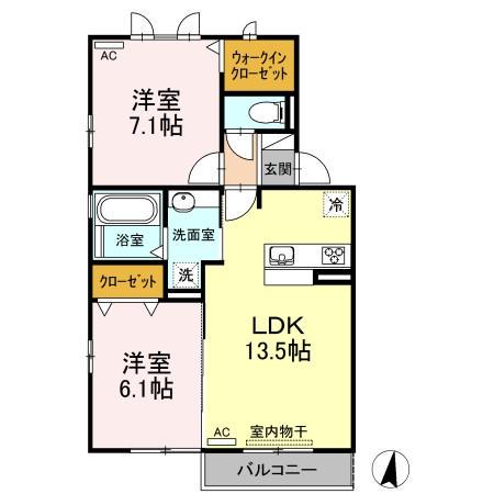ルーチェ(2LDK/2階)の間取り写真