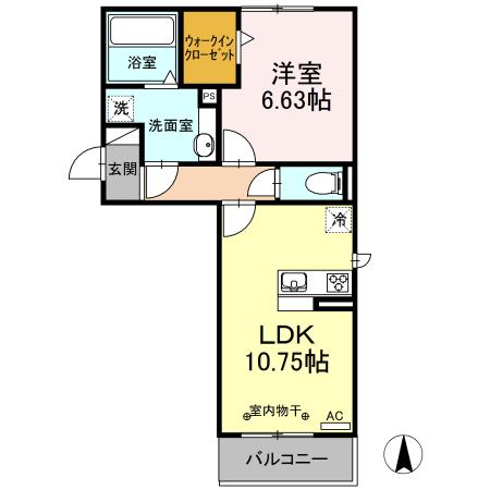 LALUCE(1LDK/3階)の間取り写真