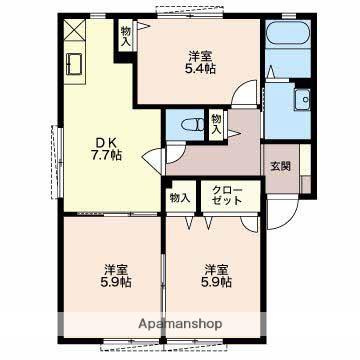 メノマーレB棟(3DK/2階)の間取り写真