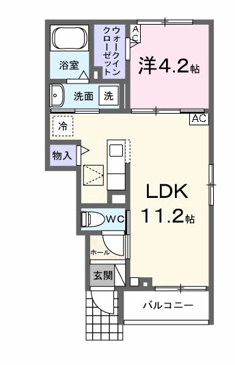 リファインⅤ(1LDK/1階)の間取り写真