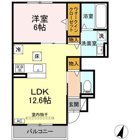 シャトーアサヒVII(1LDK/1階)の間取り写真