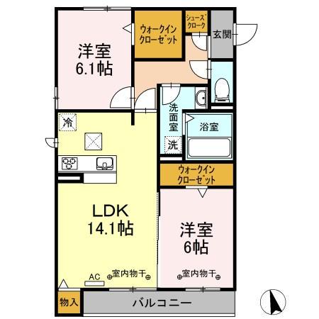 OAZO Y(2LDK/1階)の間取り写真