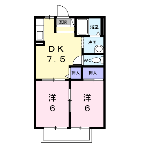 ノーブルアオキ(2DK/2階)の間取り写真