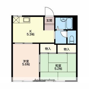 美住工房 C棟(2K/1階)の間取り写真