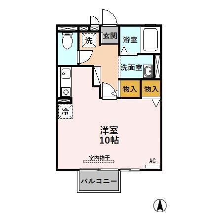 セジュール辻(ワンルーム/2階)の間取り写真