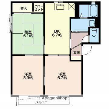 マウンテン C(3DK/2階)の間取り写真