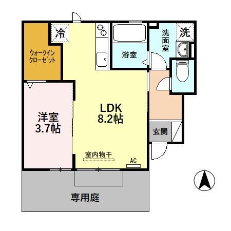 SUNSET GARDEN(1LDK/1階)の間取り写真