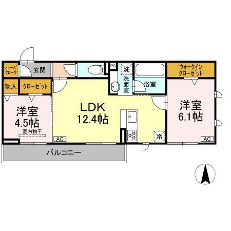 D-ROOM大川(2LDK/2階)の間取り写真
