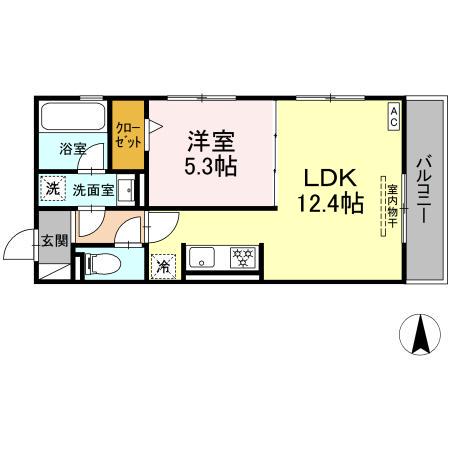 D-ROOM大川(1LDK/2階)の間取り写真