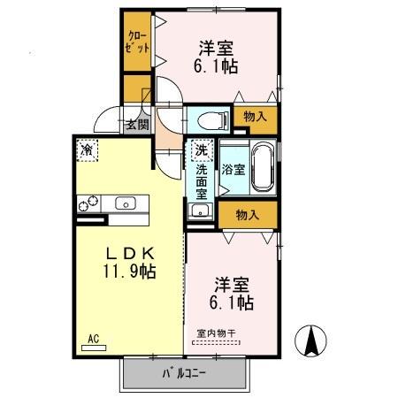 ブランシェ大溝A(2LDK/2階)の間取り写真