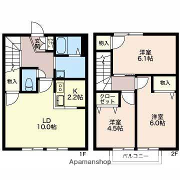 メロディー B(3LDK/1階)の間取り写真