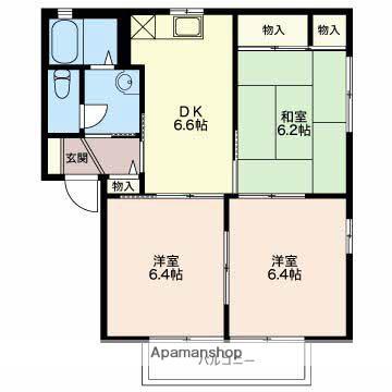ジュネスドミールB(3DK/2階)の間取り写真